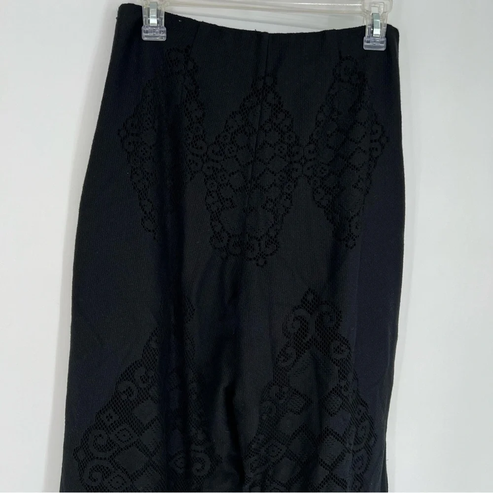 Kobi Halperin Black‎ Eyelet Wide Leg Lined Black Pants Sz Small